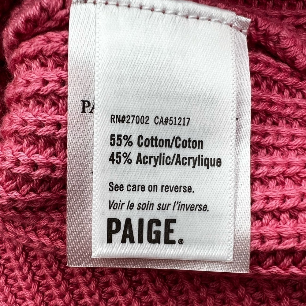 PAIGE Yenni Balloon Sleeve Sultry Rose Scalloped Crew Neck Sweater - Sz Med, NWT - Picture 14 of 14